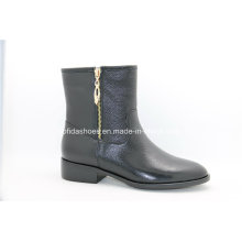 European Fashion Flat Lady Leather Boots for Sexy Women